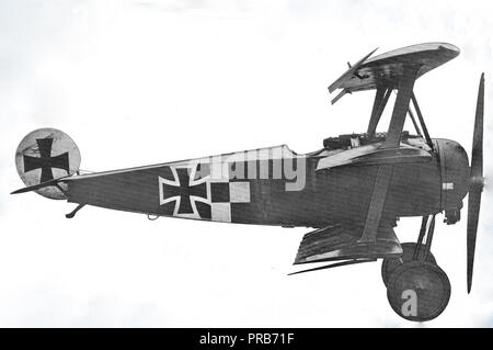 November 1918 - Arten von deutschen Flugzeugen. Fokker Dreidecker Scout. Seitenansicht Stockfoto