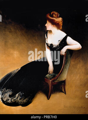 John White Alexander, Porträt von Frau V, Frau Herman Duryea 1898 Öl auf Leinwand, Philbrook Museum für Kunst, Tulsa, USA. Stockfoto