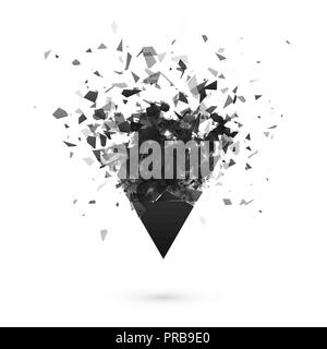 Explosion Effekt. Shatter dunkles Dreieck. Abstrakte cloud der Stücke nach der Explosion. Vector Illustration isoliert auf transparentem Hintergrund Stock Vektor