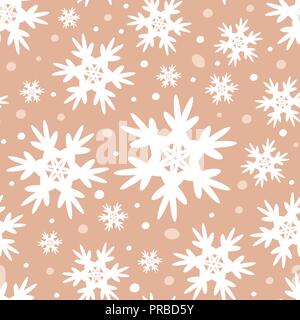 Winter beige nahtlose Muster mit Schneeflocken Stockfoto