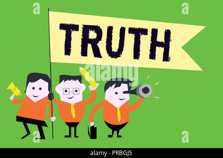 Text Zeichen zeigen die Wahrheit. Konzeptionelle Foto die Qualität oder Zustand zu wahren gegenüber der Lüge erzählt Fakten. Stockfoto