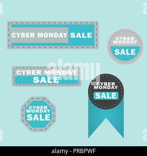 Cyber Monday verkauf Design Elemente. Cyber Monday verkauf Beschriftung Etiketten, Aufkleber. Vector Illustration. Stock Vektor