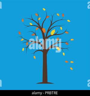 Herbst Baum mit gelb und orange Laub auf blauem Hintergrund Vektor-illustration EPS 10. Stock Vektor