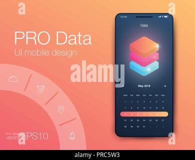 Datum Anwendung UI Design Konzept Vektor Stock Vektor