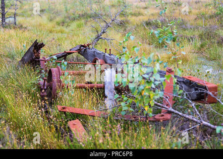 Rostige Alte kaputte Wagen, die auf dem bog links ist Stockfoto