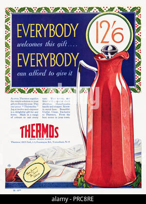 1930er Jahre alten Vintage original advert Werbung Thermoskanne in Englisch Magazin ca. 1932 Stockfoto