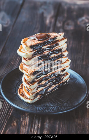 Schokolade gefüllte Pfannkuchen Stockfoto