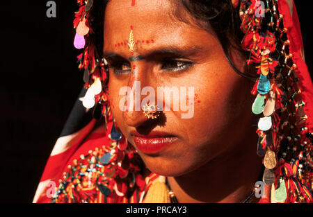 Niedrige Kaste Hinduistische Frau in die Wüste Thar (Indien) Stockfoto