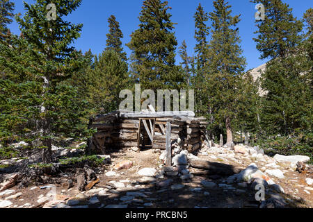 Ein Bergarbeiter shack, war einst Teil einer tungston Mine steht immer noch in der Nähe von Johnson See in Great Basin National Park Stockfoto