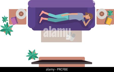 Luftaufnahme von Frau Ruhe avatar Charakter Stock Vektor