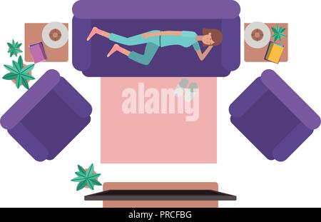 Luftaufnahme von Frau Ruhe avatar Charakter Stock Vektor