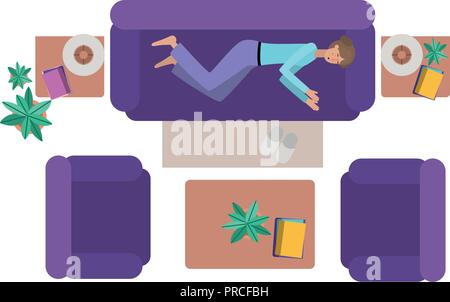 Luftaufnahme von Frau Ruhe avatar Charakter Stock Vektor