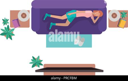 Luftaufnahme von Frau Ruhe avatar Charakter Stock Vektor