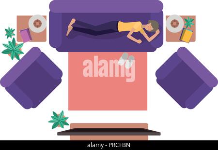 Luftaufnahme von Frau Ruhe avatar Charakter Stock Vektor