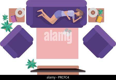 Luftaufnahme von Frau Ruhe avatar Charakter Stock Vektor