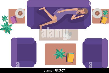 Luftaufnahme von Frau Ruhe avatar Charakter Stock Vektor