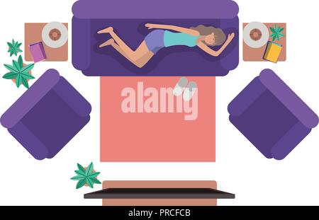 Luftaufnahme von Frau Ruhe avatar Charakter Stock Vektor