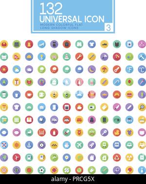 Bunte Schatten Icon Set Stock Vektor