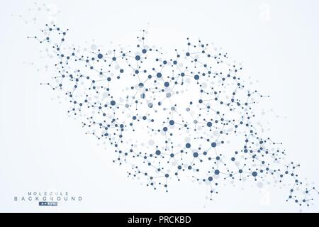 Struktur-Molekül und Kommunikation. DNA, Atom, Neuronen. Wissenschaftliches Konzept für Ihr Design. Verbundene Linien mit Punkten. Medizin, Technik, Chemie, Wissenschaft Hintergrund. Vektor-Illustration. Stock Vektor