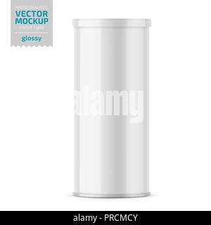 Weiß Hochglanz, Tube mit Kunststoffdeckel. Stock Vektor