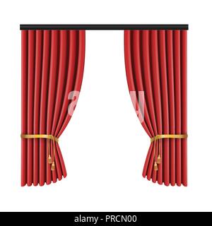 Der rote Vorhänge zur Theaterbühne. Gitter Vector Illustration. Stock Vektor