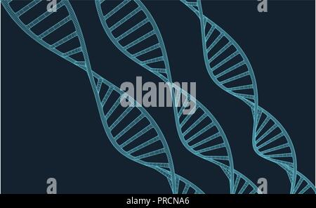 Grau DNA mit Polygonzug auf blauem Hintergrund. Polygonale raum Low Poly mit Anschluss von Punkten und Linien. Verbindung Struktur. Vektor Wissenschaft Hintergrund. Stock Vektor