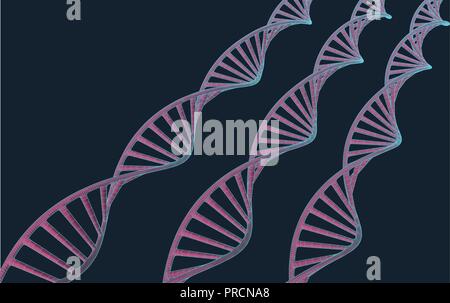 Grau DNA mit Polygonzug auf blauem Hintergrund. Polygonale raum Low Poly mit Anschluss von Punkten und Linien. Verbindung Struktur. Vektor Wissenschaft Hintergrund. Stock Vektor