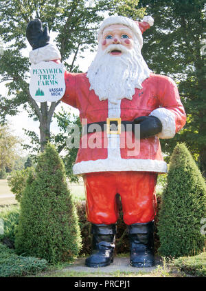 Santa Claus at a Christmas Tree Farm in Frankenmuth, Michigan Stockfoto