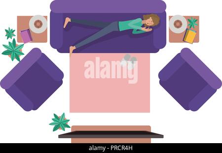 Luftaufnahme von Frau Ruhe avatar Charakter Stock Vektor