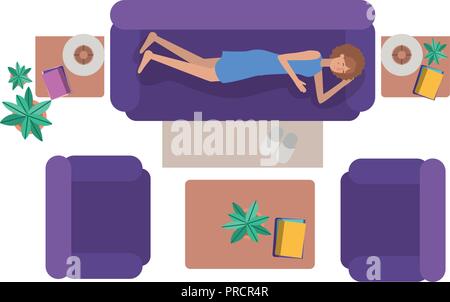 Luftaufnahme von Frau Ruhe avatar Charakter Stock Vektor