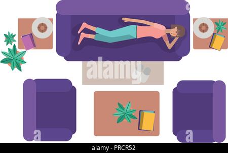 Luftaufnahme von Frau Ruhe avatar Charakter Stock Vektor