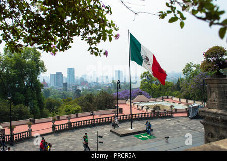 Mexiko Stadt Blick von oben auf das Schloss Chapultepec. Mexiko Stadt. Stockfoto