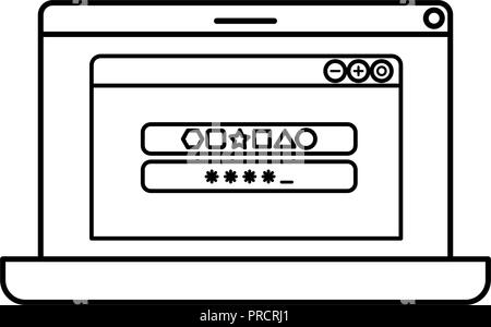 Laptop mit offenem Fenster Symbol isoliert Stock Vektor