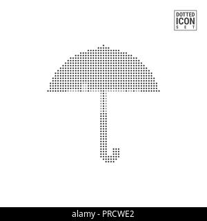 Regenschirm Dot Pattern Symbol. Regenschutz gepunktete Symbol isoliert auf weißem Hintergrund. Abbildung: Sonnenschirm. Hintergrund für Banner, Zertifikat, Post Stockfoto