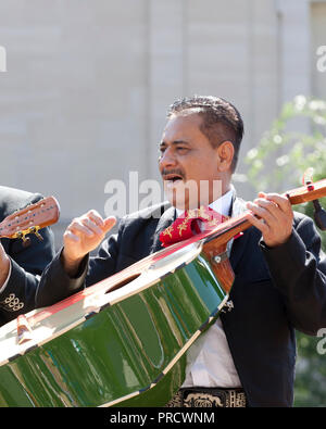 Guitarrón Mexicano (große Mexikanische Gitarre) Player durchführen - USA Stockfoto