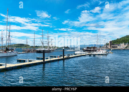 Oban Bay Moorings, Boote, Marina, Argyll und Bute, Schottland Großbritannien Stockfoto