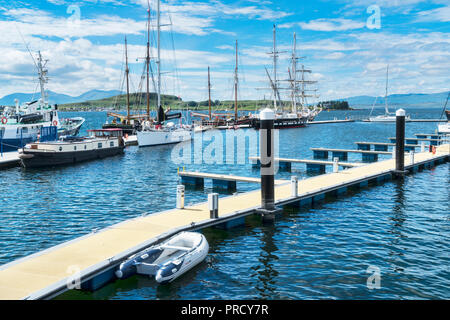 Oban Bay Moorings, Boote, Marina, Argyll und Bute, Schottland Großbritannien Stockfoto