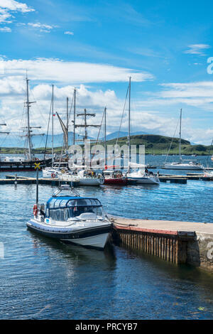 Oban Bay Moorings, Boote, Marina, Argyll und Bute, Schottland Großbritannien Stockfoto