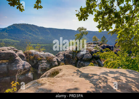 Felsen im Elbsandsteingebirge (Sachsen) Stockfoto