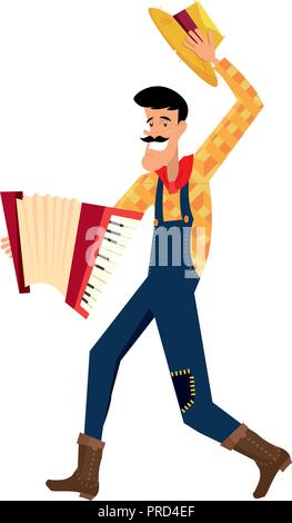 Mann mit Akkordeon instrument Musik Vector Illustration Design Stock Vektor