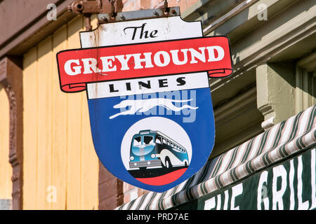 Alte Greyhound Bus Zeichen in der historischen Innenstadt von Atlanta auf der Route 66, Atlanta, Georgia, USA Stockfoto