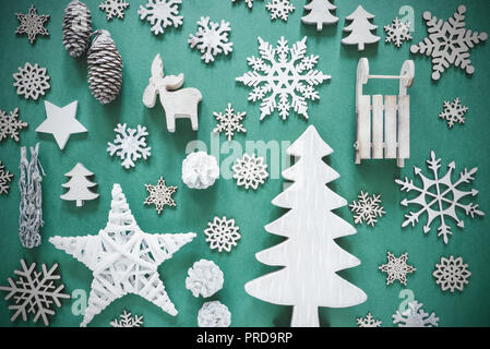 Flach, Holz- Weihnachten Dekoration wie Schneeflocken, Leuchten Stockfoto