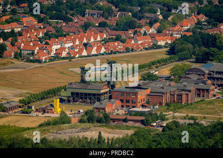 Luftaufnahme, Business Park, Industriegebiet Zeche Westfalen, Fördertürme, Kohle Türme, Guissen, Ahlen, Ruhrgebiet Stockfoto