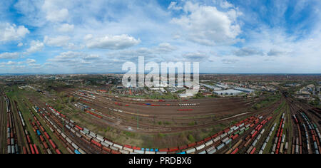 Luftaufnahme von bunten Züge Stockfoto
