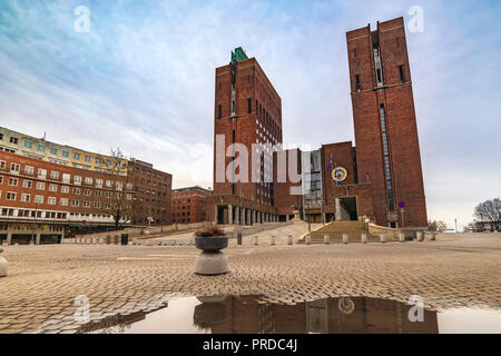 Oslo Norwegen, City Skyline im Osloer Rathaus Stockfoto