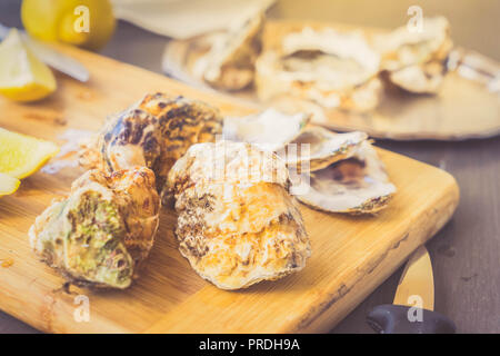 Rohe Austern Muscheln Stockfoto