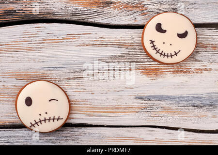 Jack Skellington Cookies auf vintage Hintergrund. Stockfoto