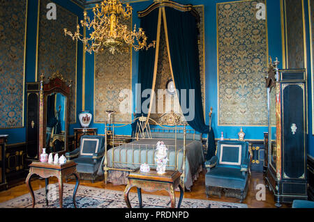 Schlafzimmer im prächtigen Schloss Chapultepec in Mexiko Stadt. Stockfoto