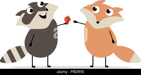 Fuchs und Waschbär Cartoon collection Vector Illustration Stock Vektor