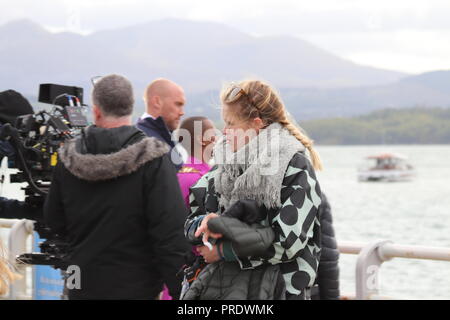 Beaumaris. Anglesey, Wales, Montag, 01. Oktober 2018. Netflix Dreharbeiten Jahreszeiten drei freien Lauf in Beaumaris Wales Credit: Mike Clarke/Alamy leben Nachrichten Stockfoto